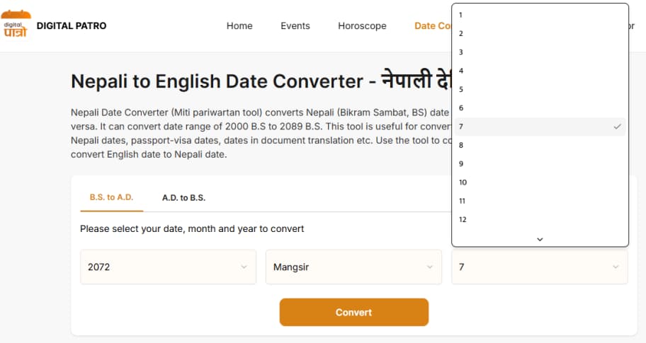 Pick the Date for Conversion